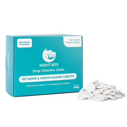 Night Bite® Retainer & Mouth Guard Cleaning Tablets - 180 Extra Strength Mint Tablets (6 Month Supply)