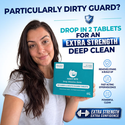 Night Bite® Retainer & Mouth Guard Cleaning Tablets - 180 Extra Strength Mint Tablets (6 Month Supply)